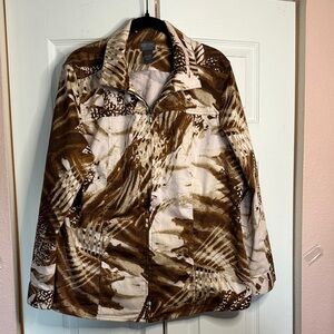 Chico's Additions Brown and Cream Animal Print Jacket Size 3(16)